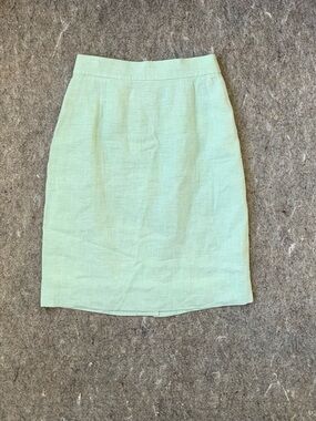 vintage Escada light pastel green and white linen woven skirt